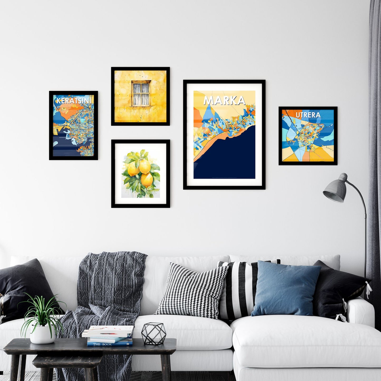 MARKA SOMALIA Vibrant Colorful Art Map Poster Blue Orange