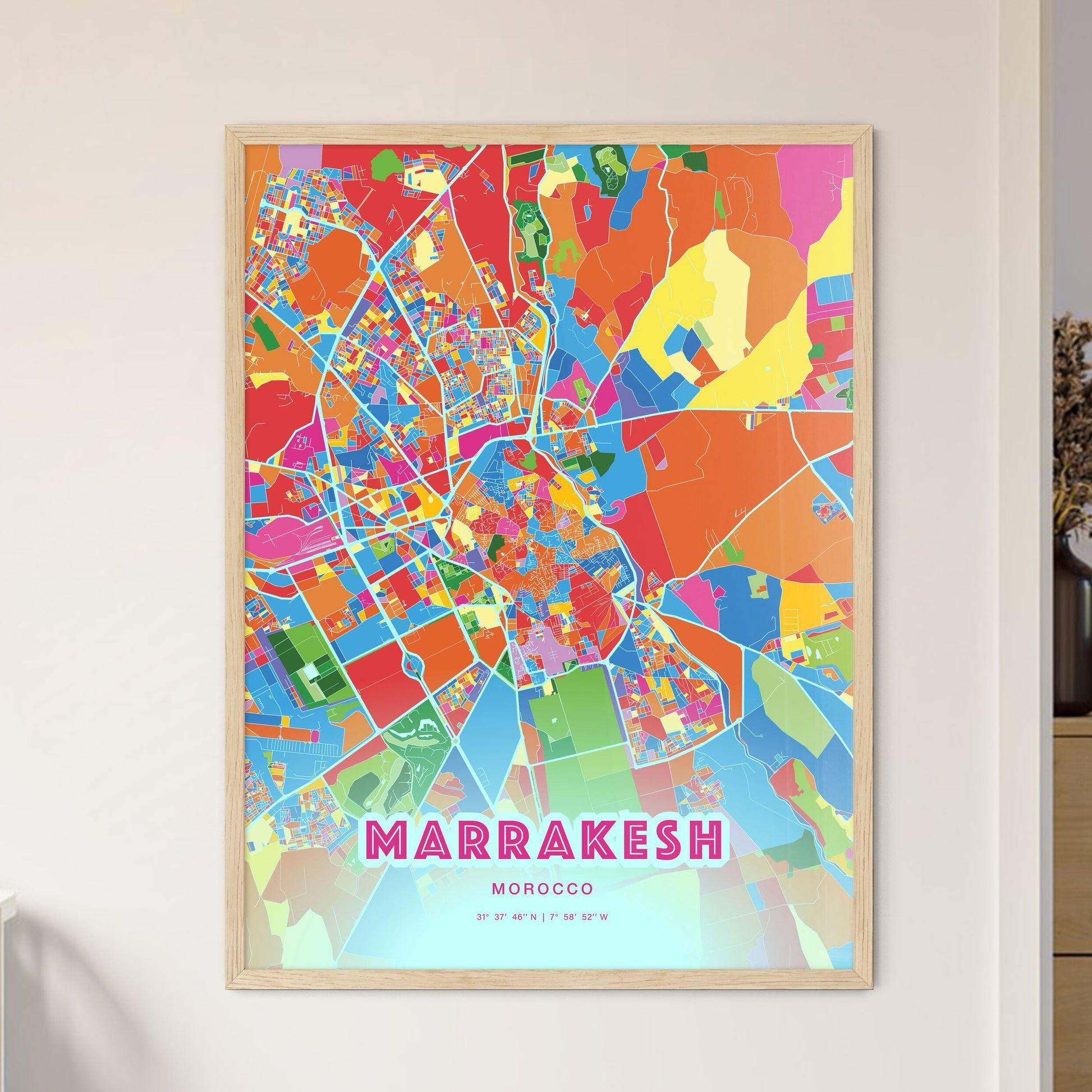 Colorful Marrakesh Morocco Fine Art Map Crazy Colors