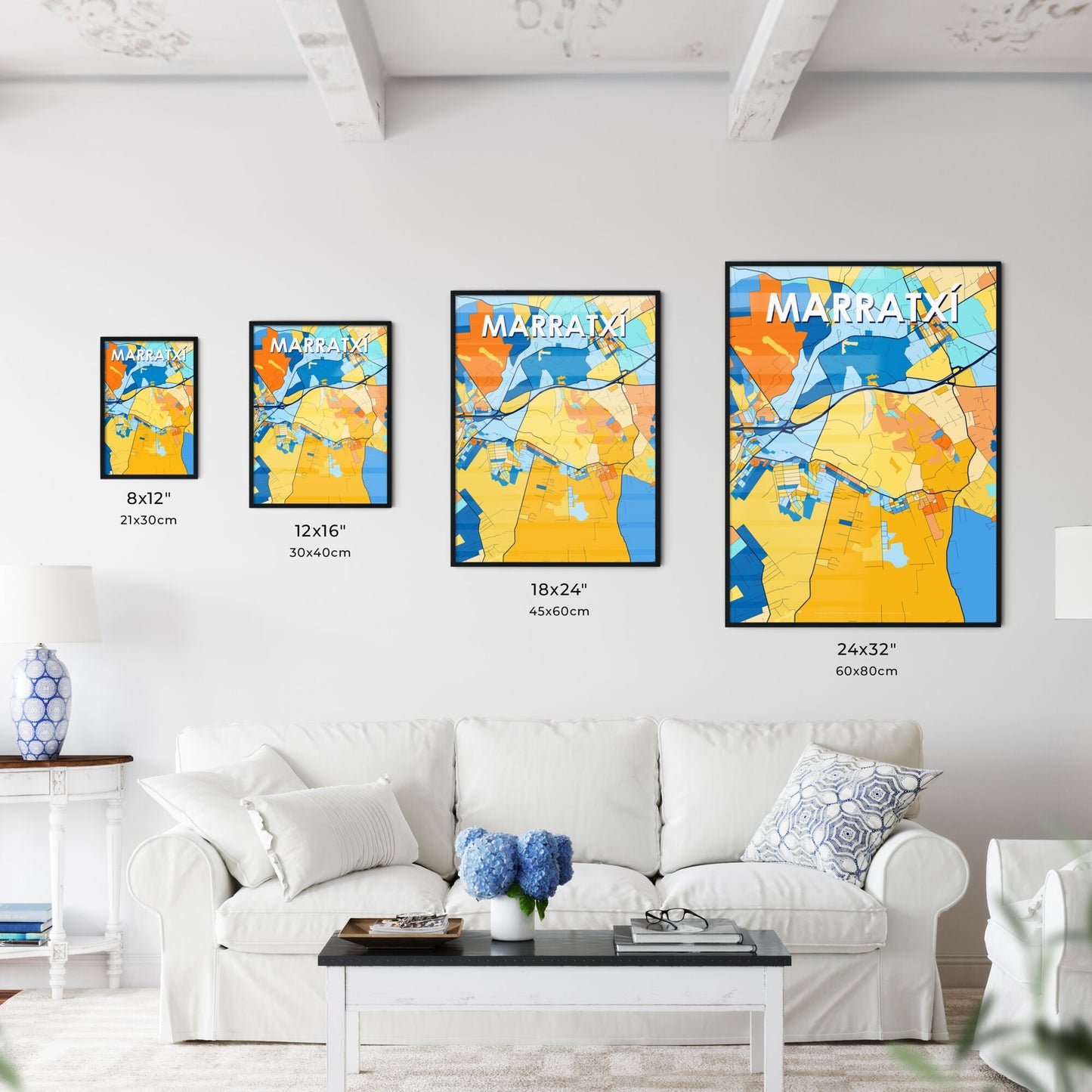 MARRATXÍ SPAIN Vibrant Colorful Art Map Poster Blue Orange