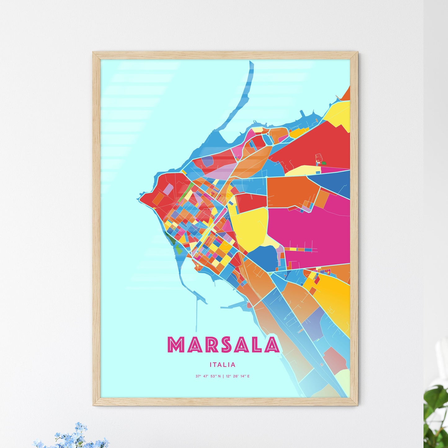 Colorful Marsala Italy Fine Art Map Crazy Colors