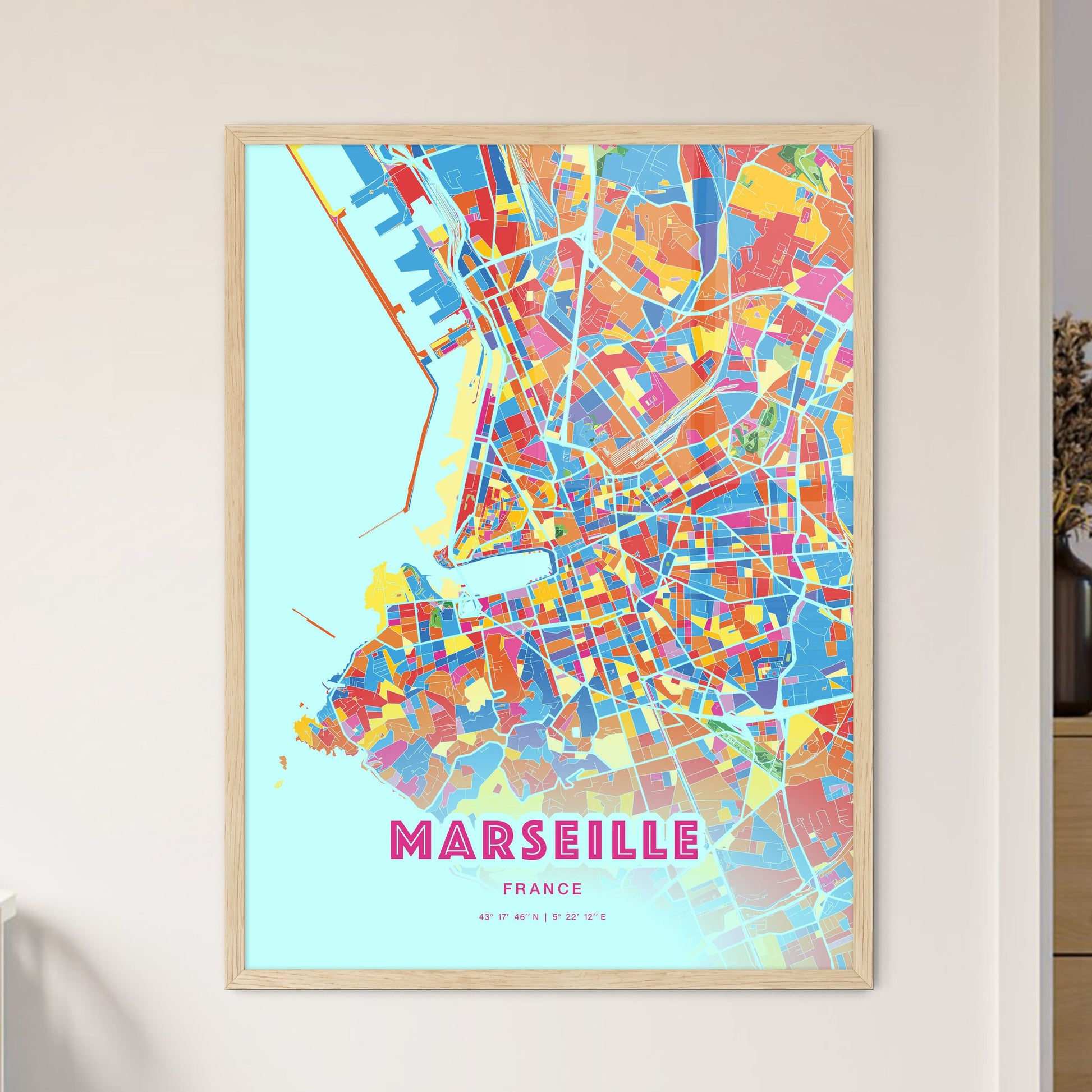 Colorful Marseille France Fine Art Map Crazy Colors