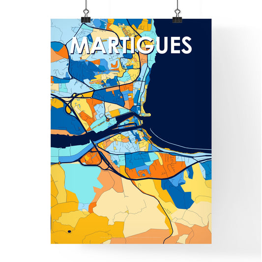 MARTIGUES FRANCE Vibrant Colorful Art Map Poster