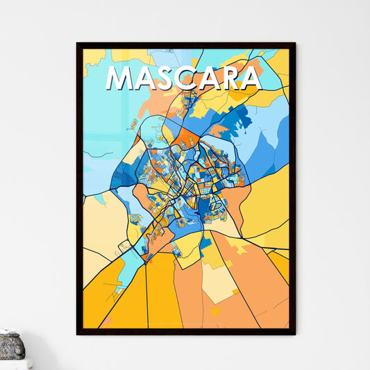 MASCARA ALGERIA Vibrant Colorful Art Map Poster Blue Orange