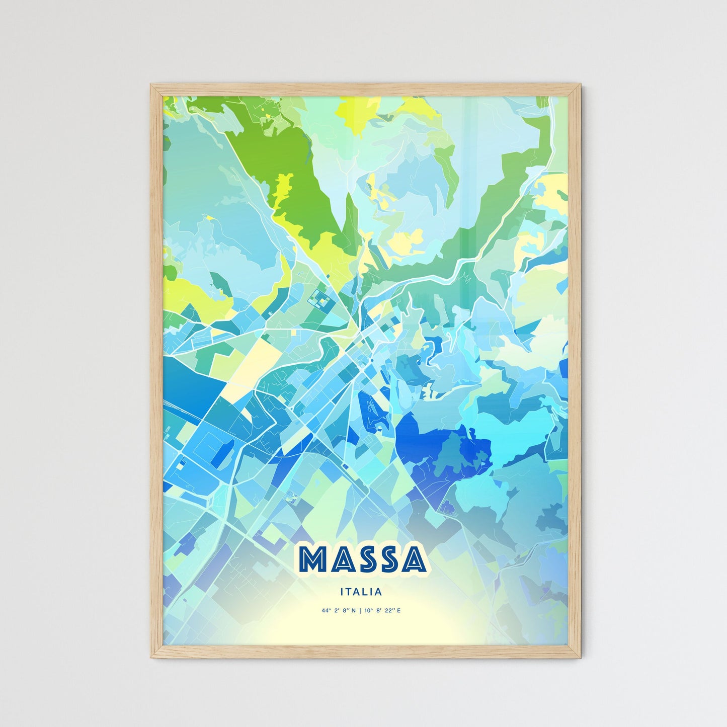 Colorful Massa Italy Fine Art Map Cool Blue