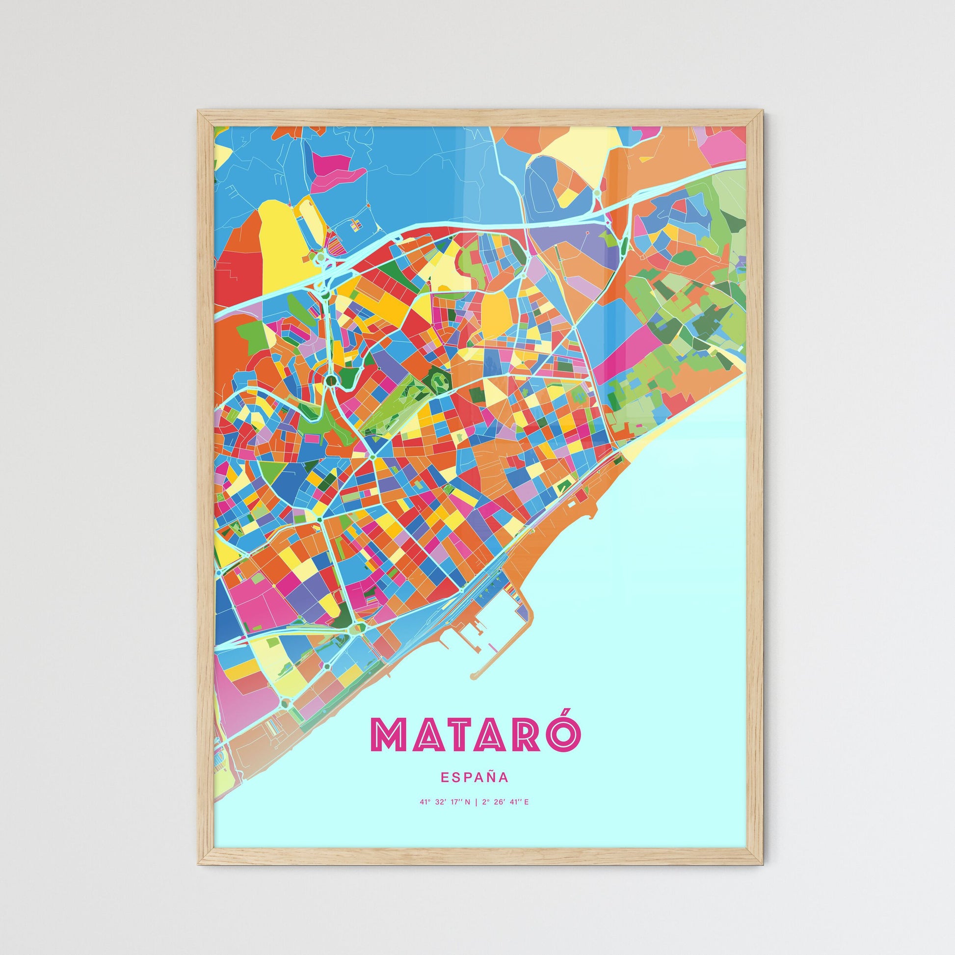 Colorful Mataró Spain Fine Art Map Crazy Colors