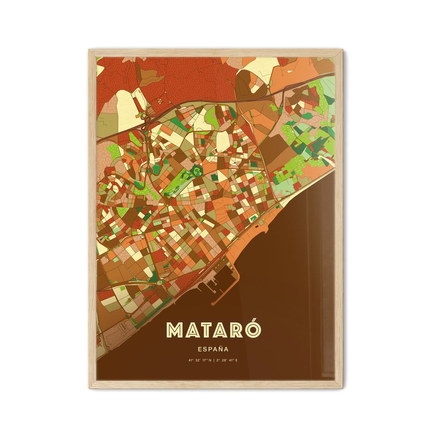 Colorful Mataró Spain Fine Art Map Farmhouse