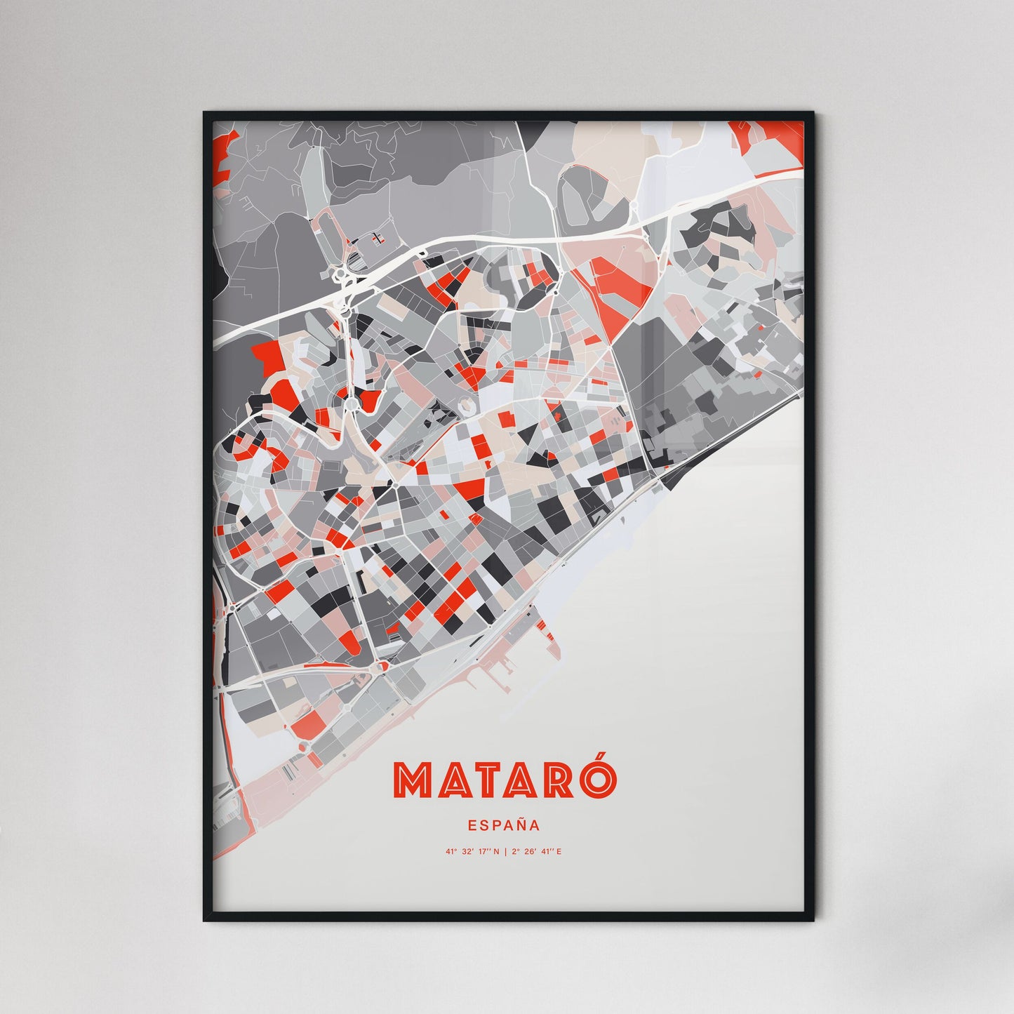Colorful Mataró Spain Fine Art Map Modern Expressive