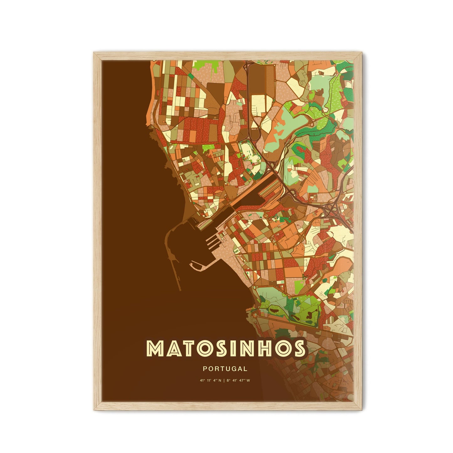 Colorful Matosinhos Portugal Fine Art Map Farmhouse