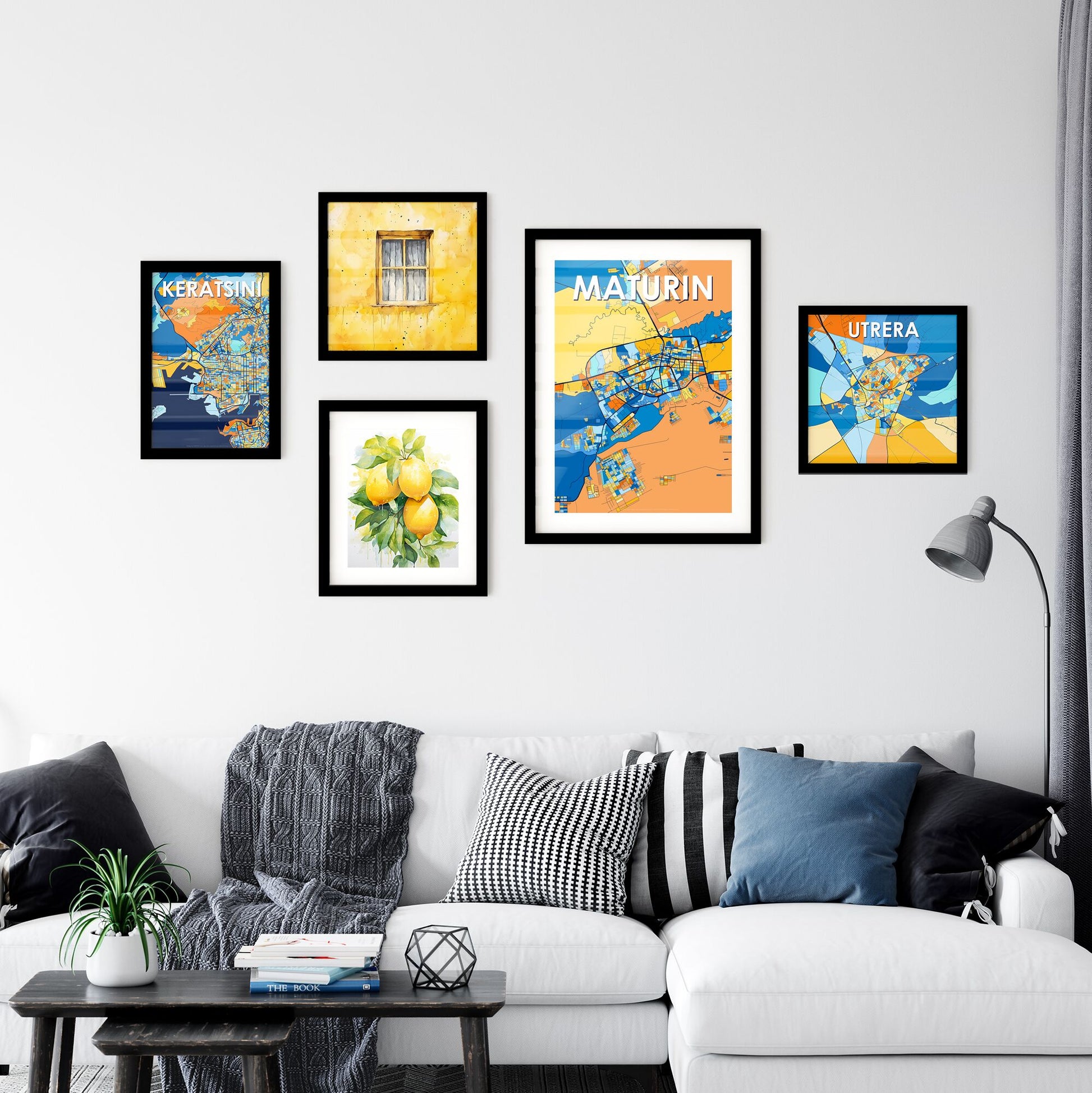 MATURIN VENEZUELA Vibrant Colorful Art Map Poster Blue Orange