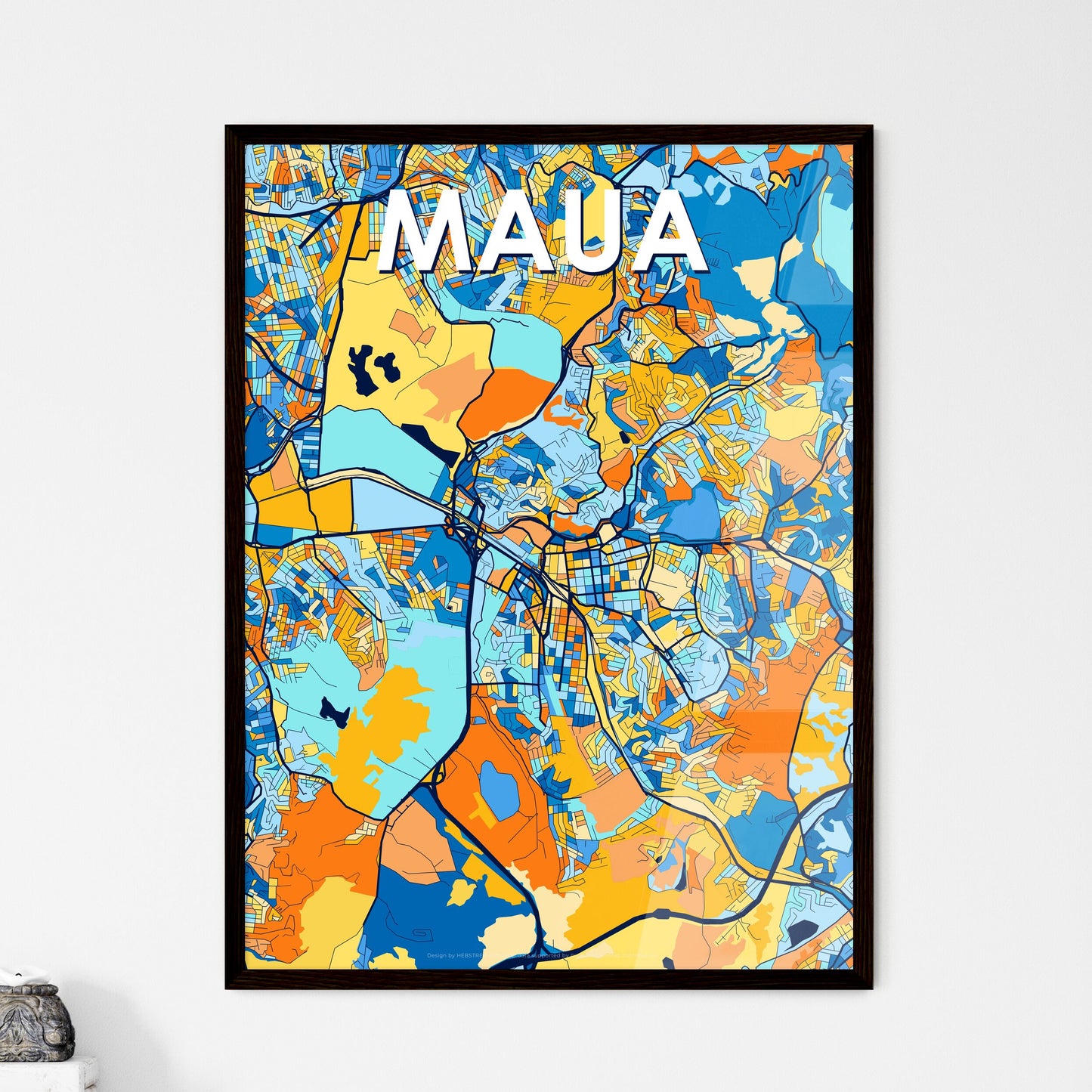 MAUA BRAZIL Vibrant Colorful Art Map Poster Blue Orange