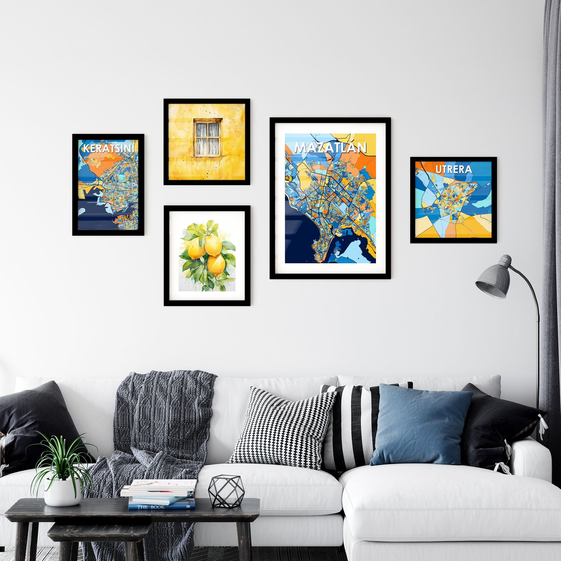 MAZATLÁN MEXICO Vibrant Colorful Art Map Poster Blue Orange