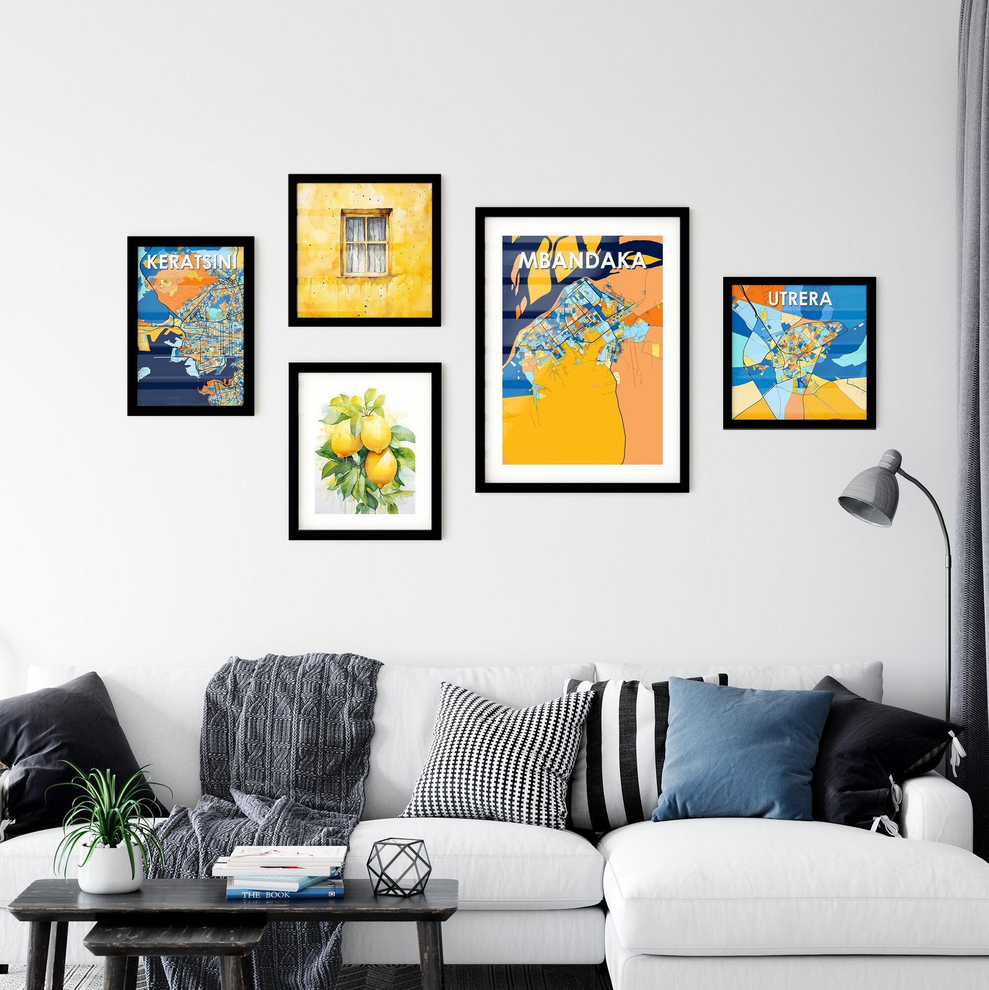 MBANDAKA DR CONGO Vibrant Colorful Art Map Poster Blue Orange