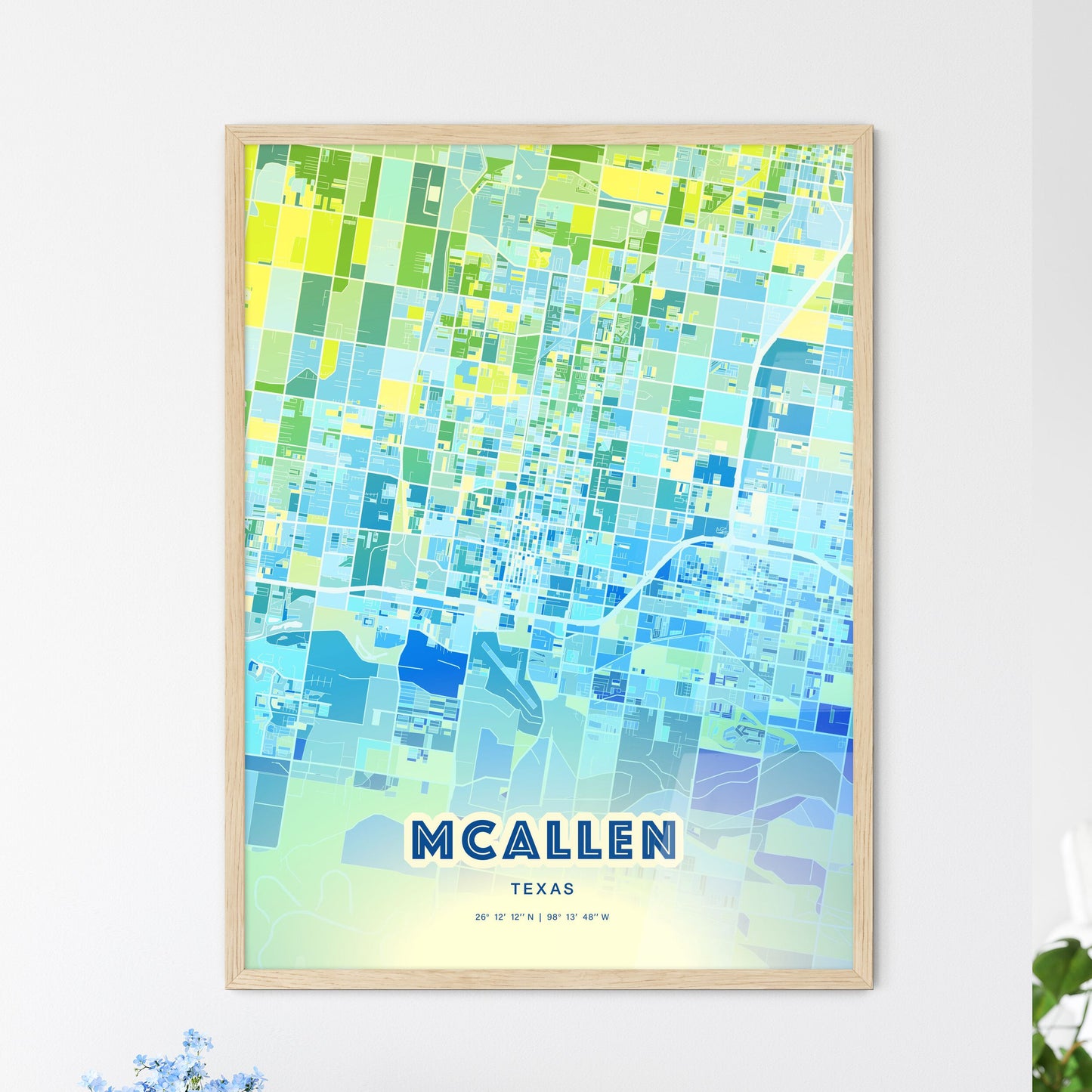 Colorful Mcallen Texas Fine Art Map Cool Blue