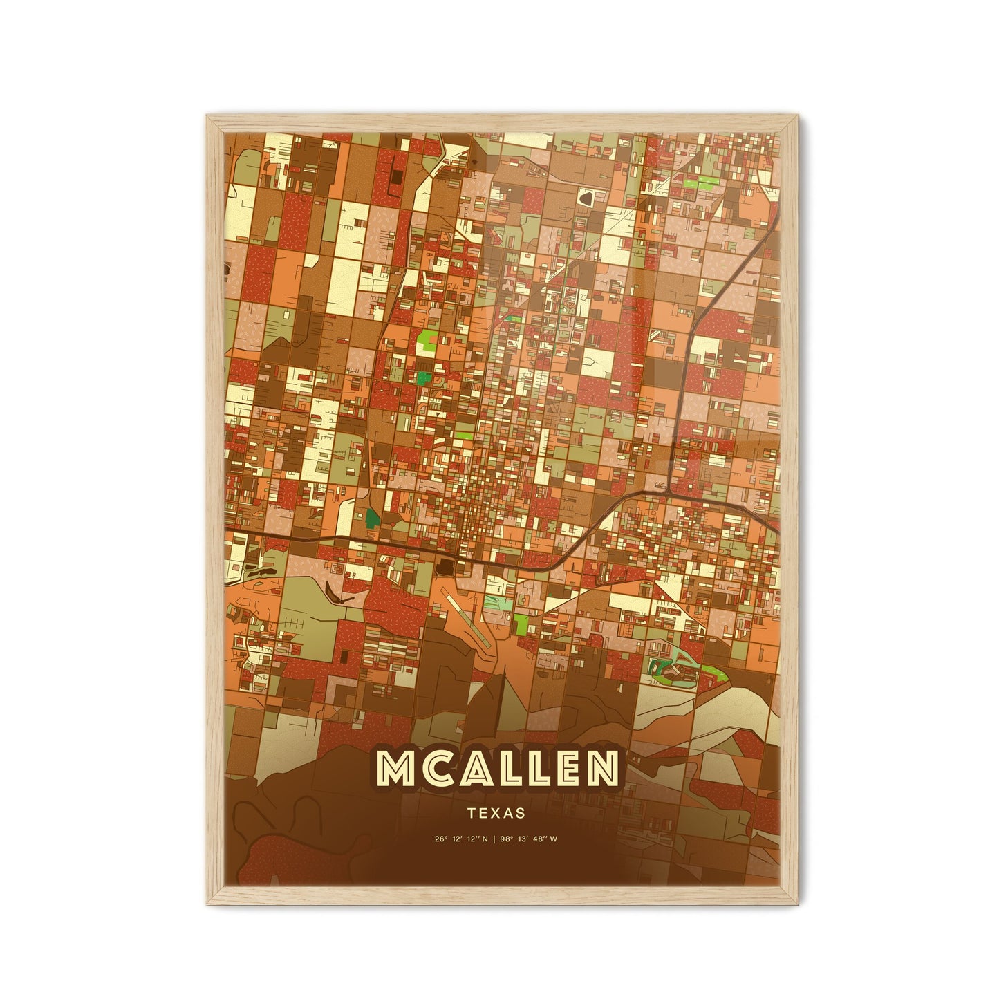 Colorful Mcallen Texas Fine Art Map Farmhouse
