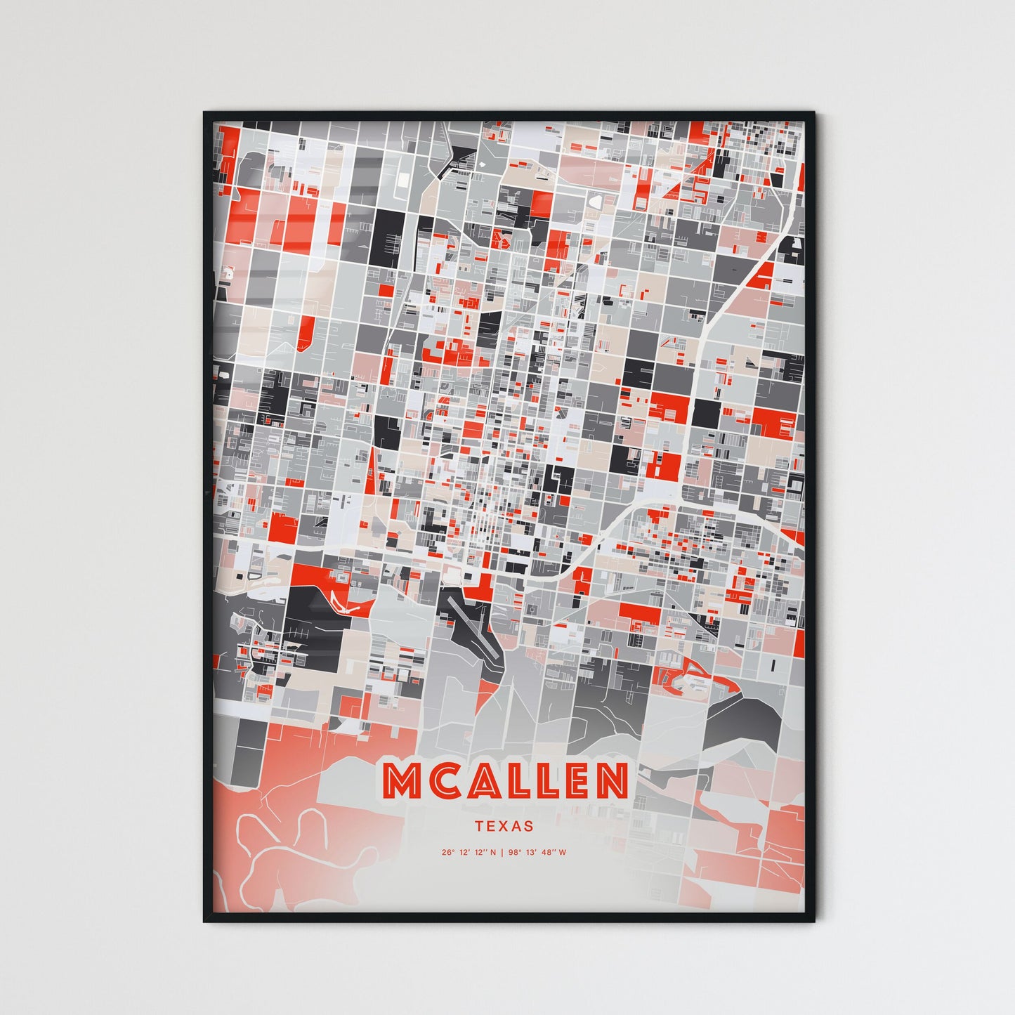 Colorful Mcallen Texas Fine Art Map Modern Expressive