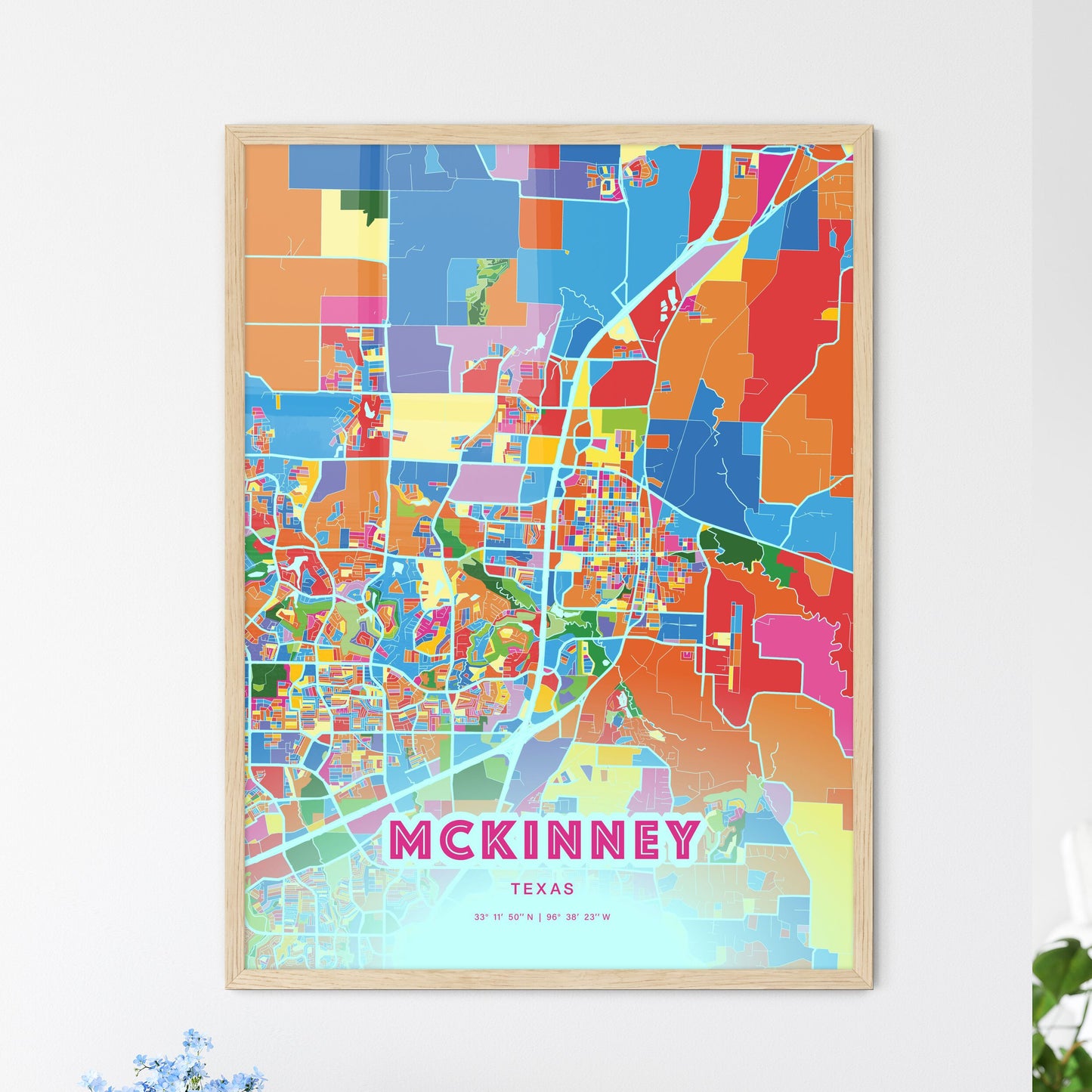 Colorful Mckinney Texas Fine Art Map Crazy Colors
