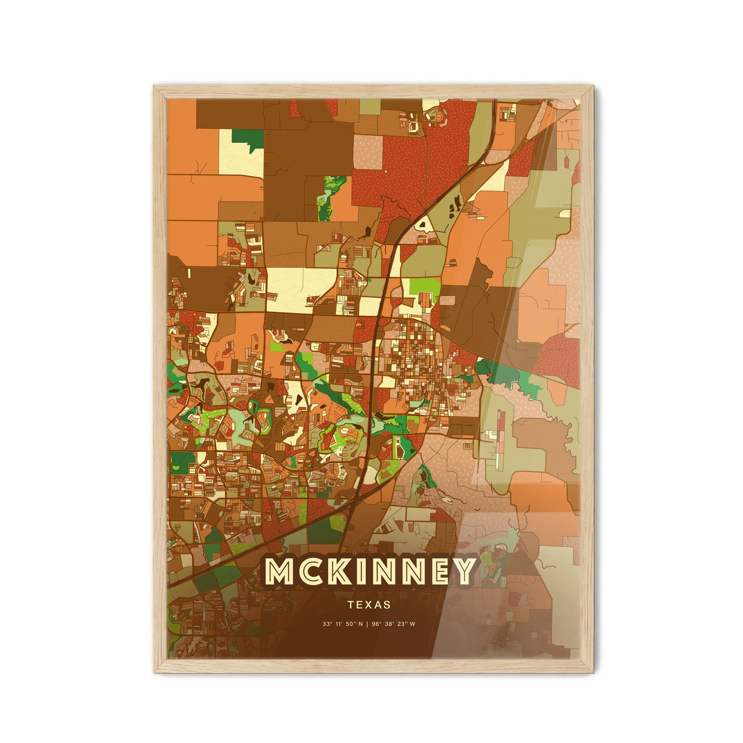 Colorful Mckinney Texas Fine Art Map Farmhouse