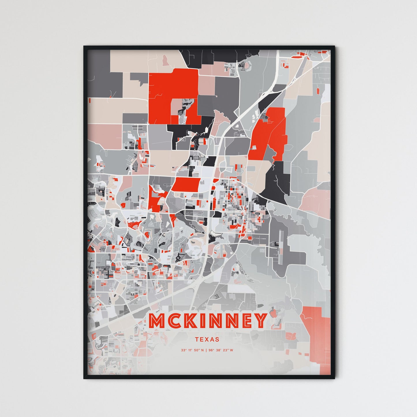 Colorful Mckinney Texas Fine Art Map Modern Expressive