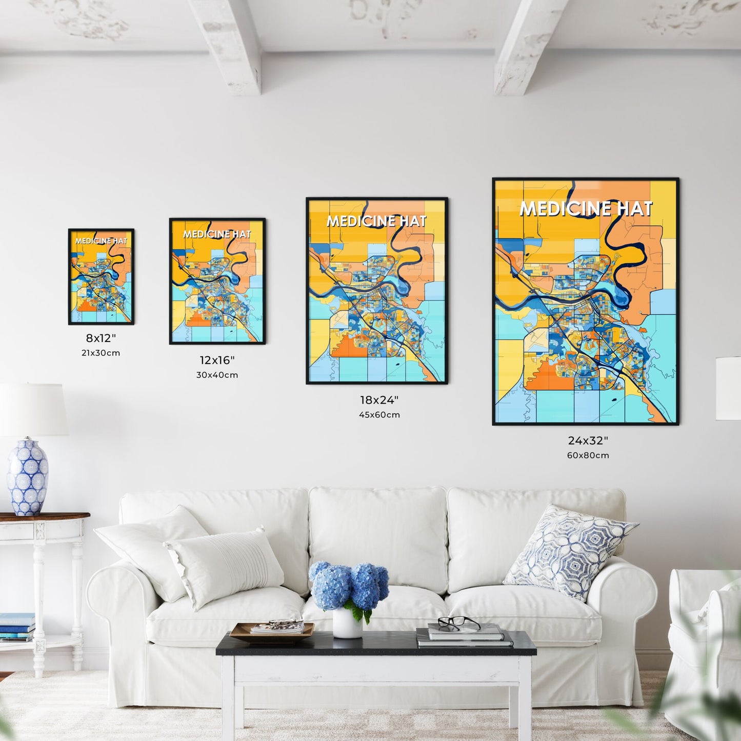 MEDICINE HAT CANADA Vibrant Colorful Art Map Poster