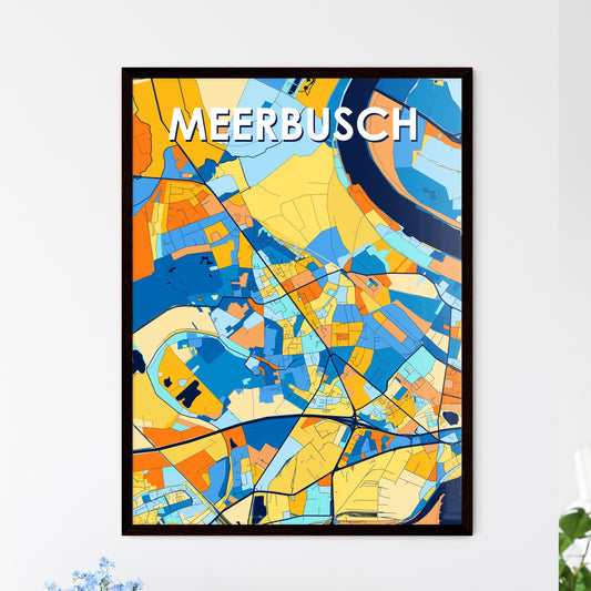 MEERBUSCH GERMANY Vibrant Colorful Art Map Poster Blue Orange