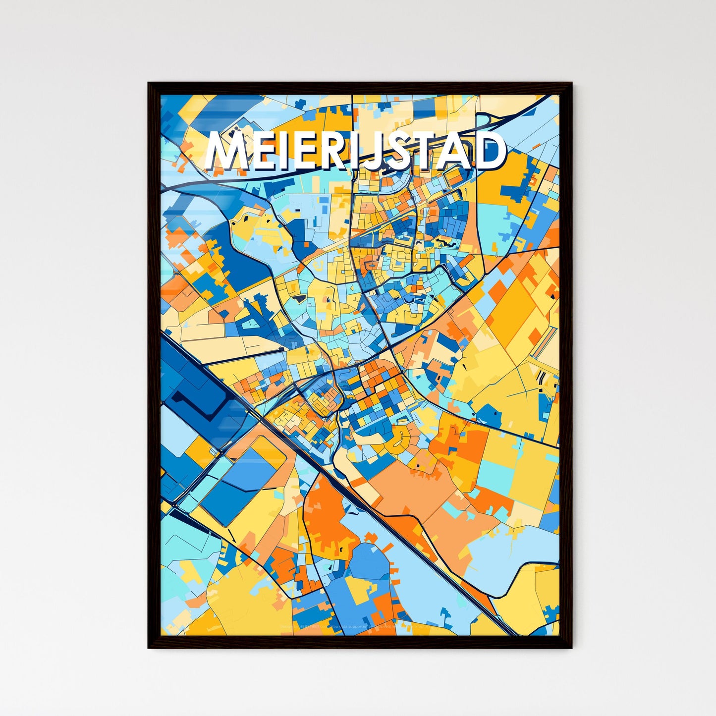 MEIERIJSTAD NETHERLANDS Vibrant Colorful Art Map Poster Blue Orange