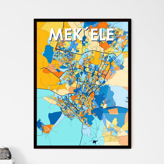 MEK´ELE ETHIOPIA Vibrant Colorful Art Map Poster Blue Orange