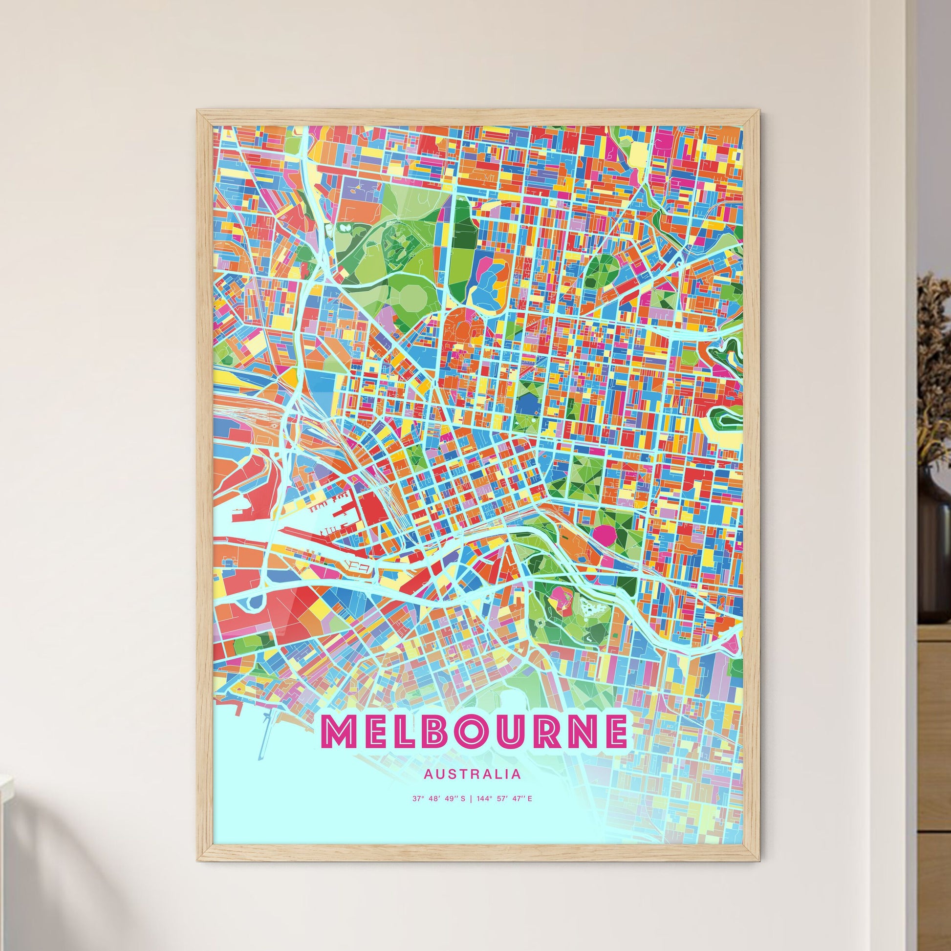 Colorful Melbourne Australia Fine Art Map Crazy Colors