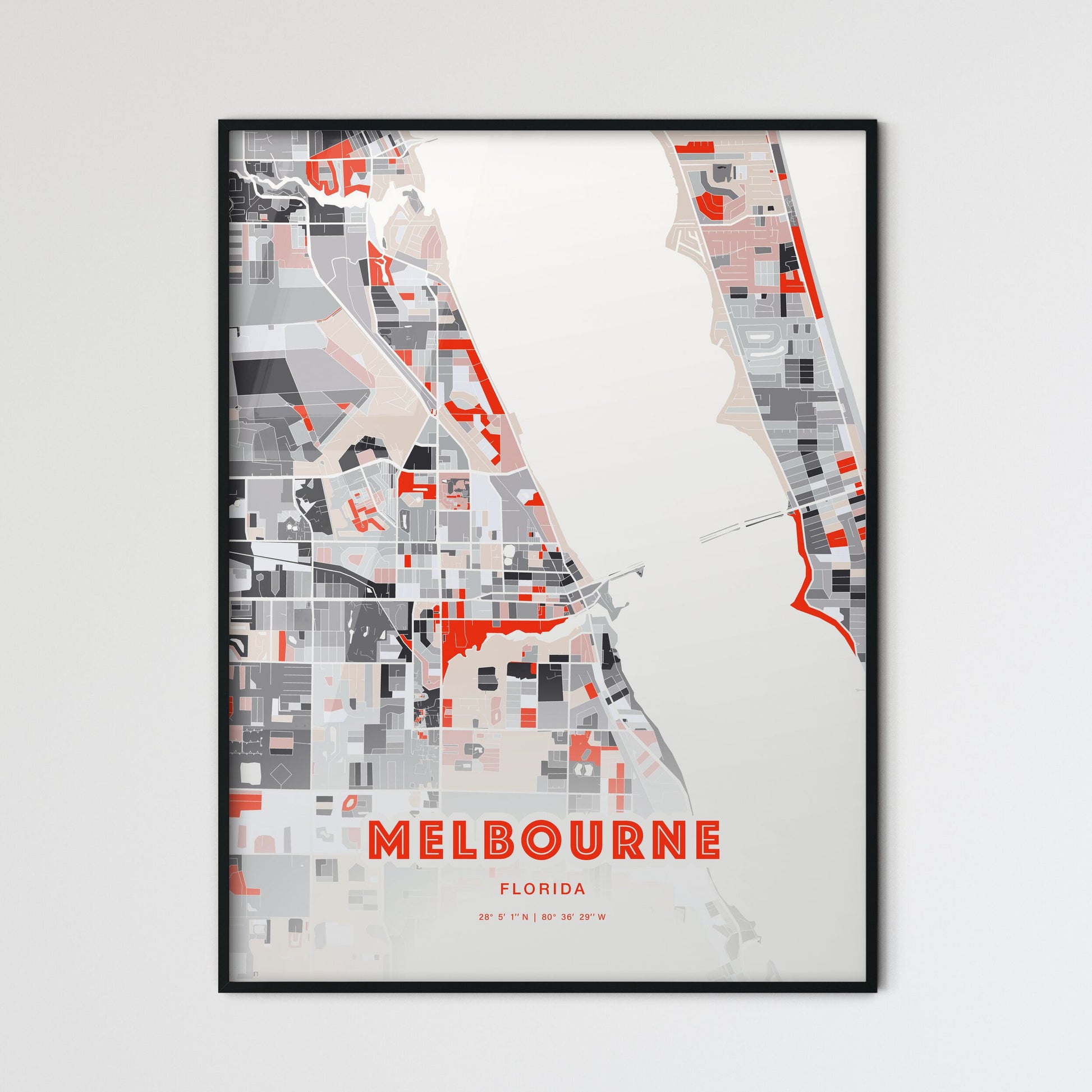 Colorful Melbourne Florida Fine Art Map Modern Expressive