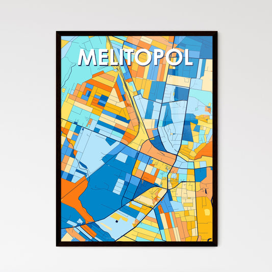 MELITOPOL UKRAINE Vibrant Colorful Art Map Poster Blue Orange