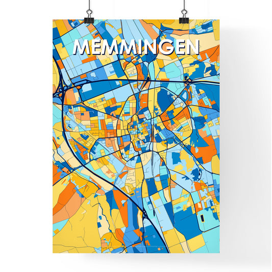 MEMMINGEN GERMANY Vibrant Colorful Art Map Poster