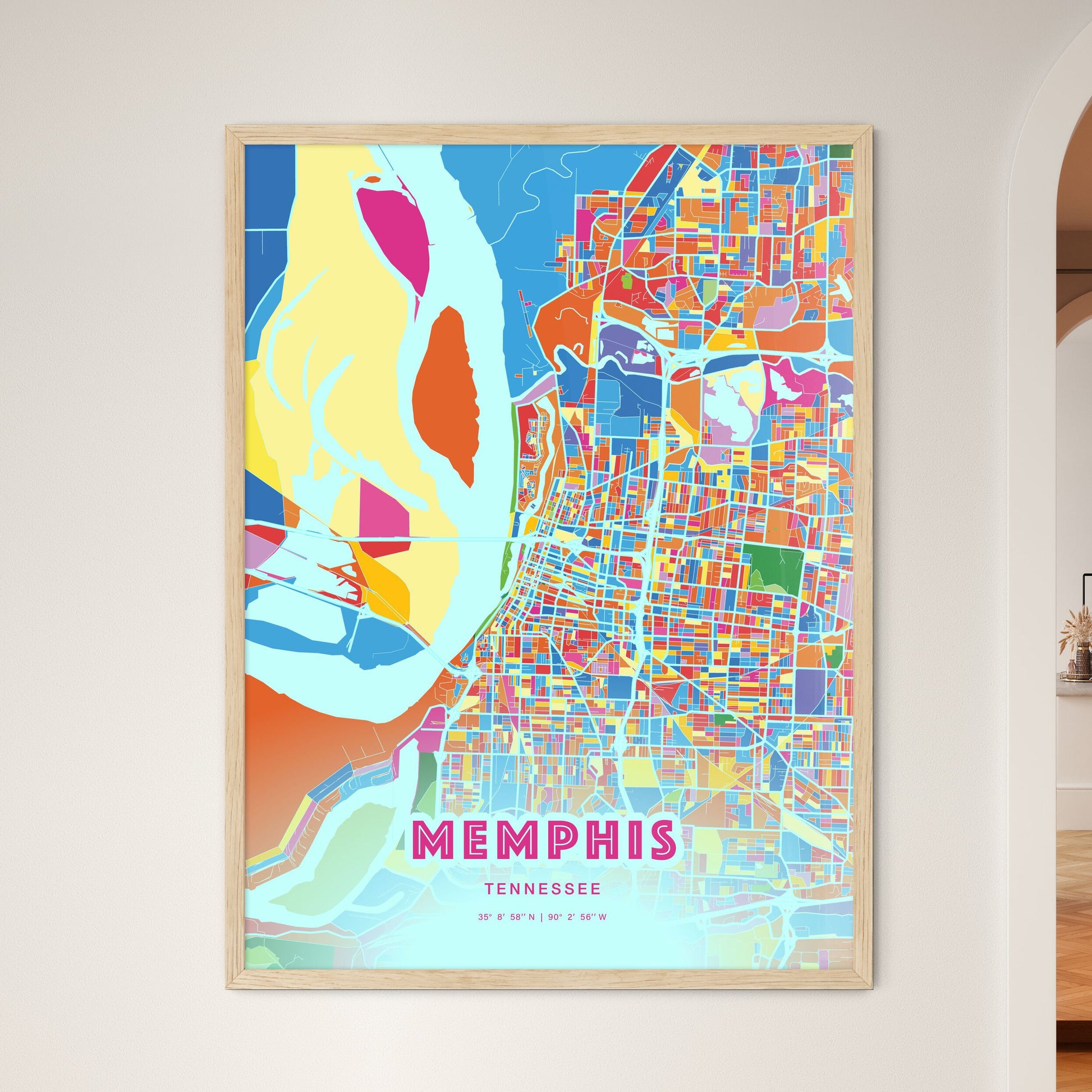 Colorful Memphis Tennessee Fine Art Map Crazy Colors