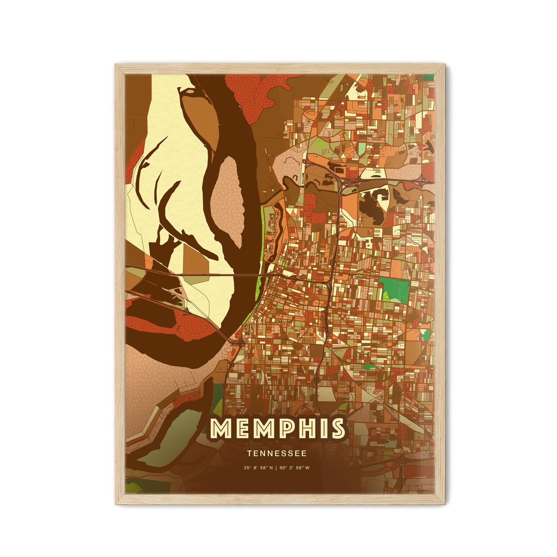 Colorful Memphis Tennessee Fine Art Map Farmhouse