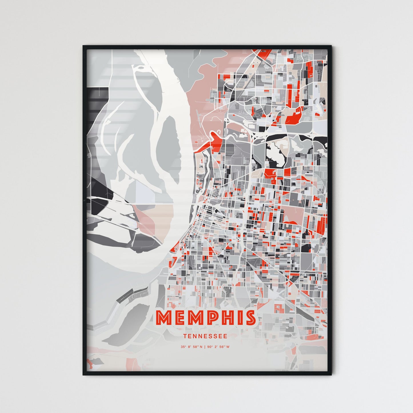 Colorful Memphis Tennessee Fine Art Map Modern Expressive