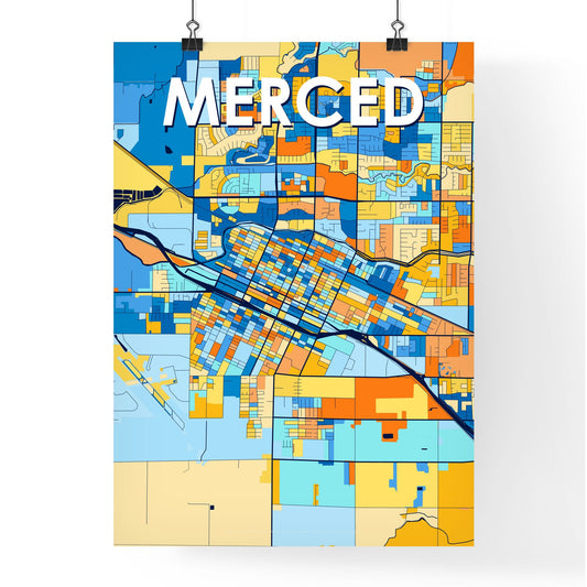 MERCED CALIFORNIA Vibrant Colorful Art Map Poster