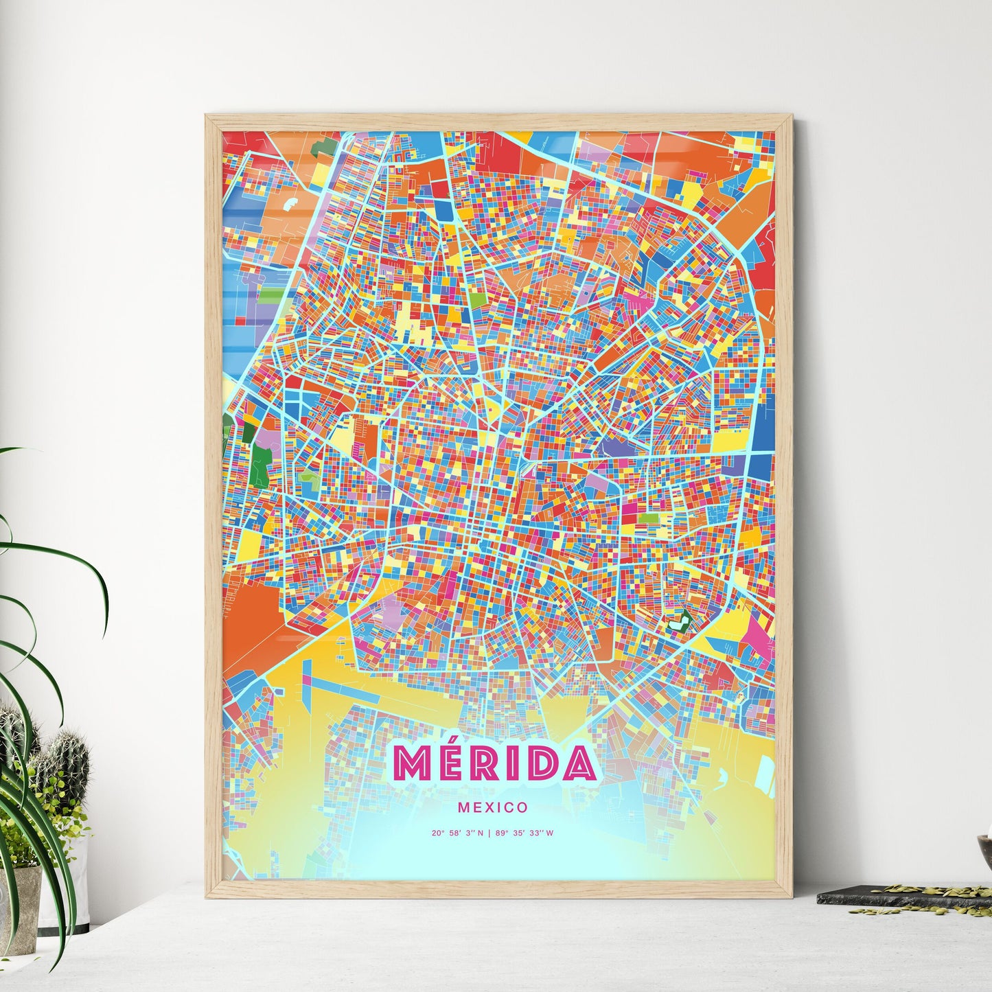 Colorful Mérida Mexico Fine Art Map Crazy Colors