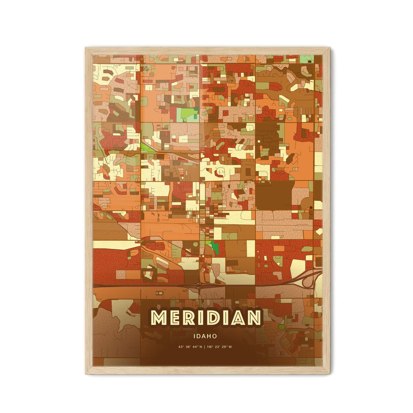Colorful Meridian Idaho Fine Art Map Farmhouse