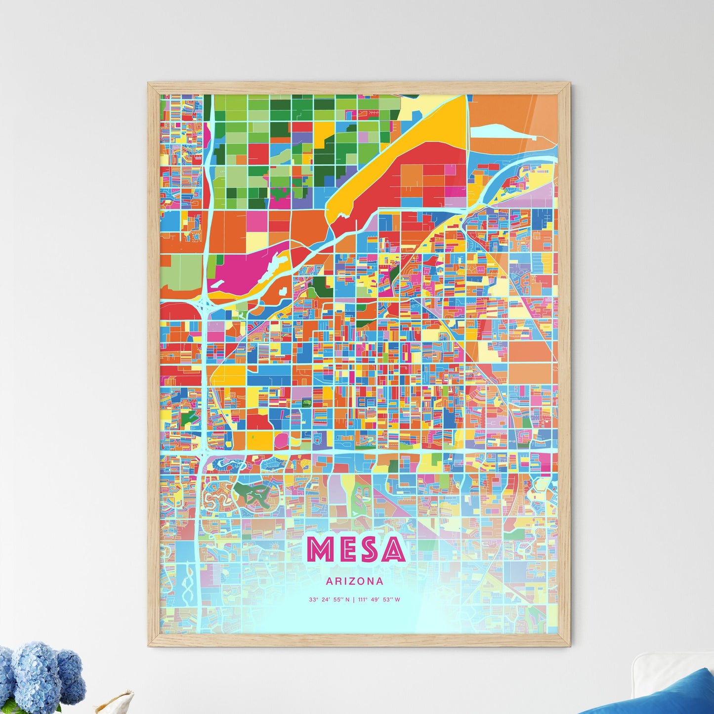 Colorful Mesa Arizona Fine Art Map Crazy Colors