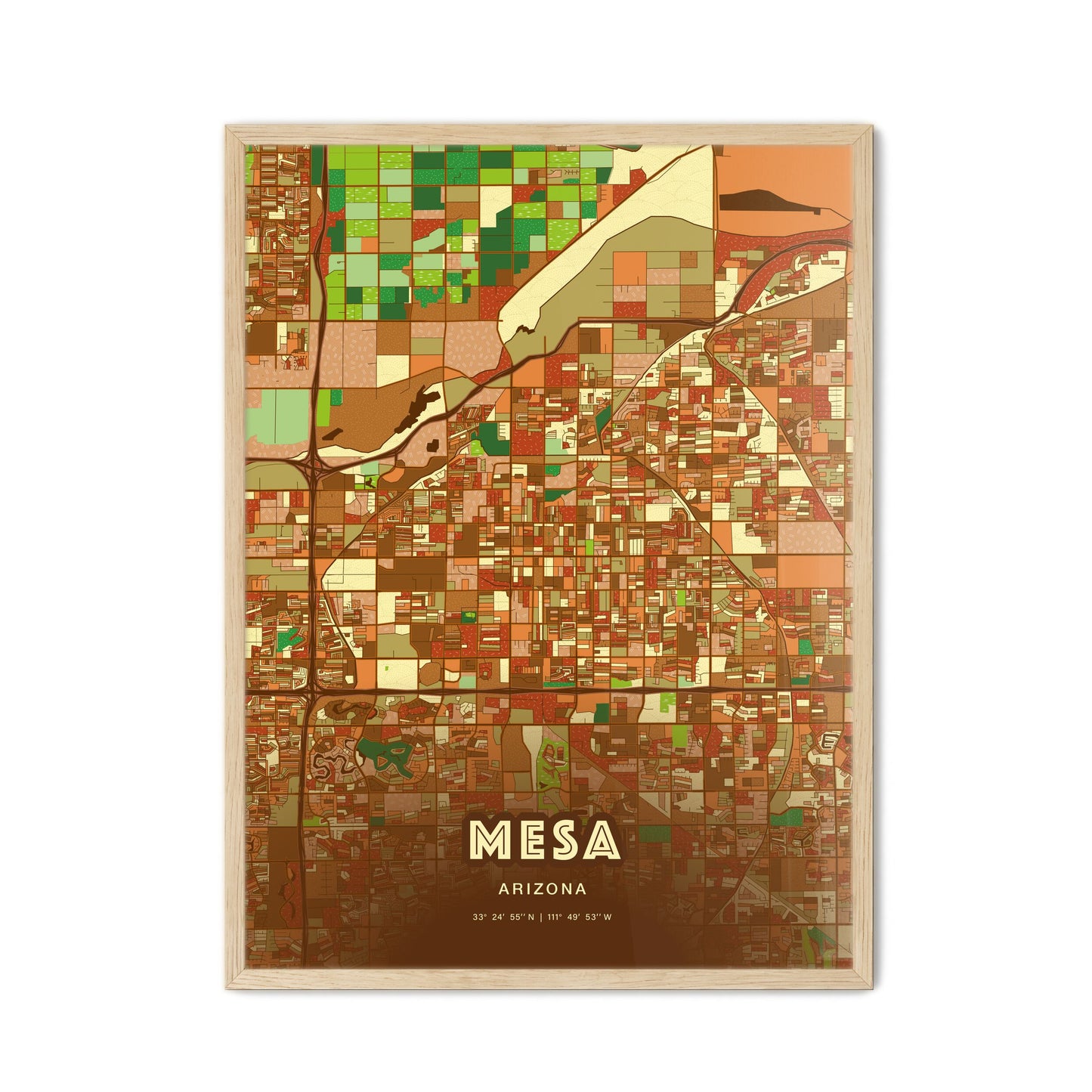 Colorful Mesa Arizona Fine Art Map Farmhouse