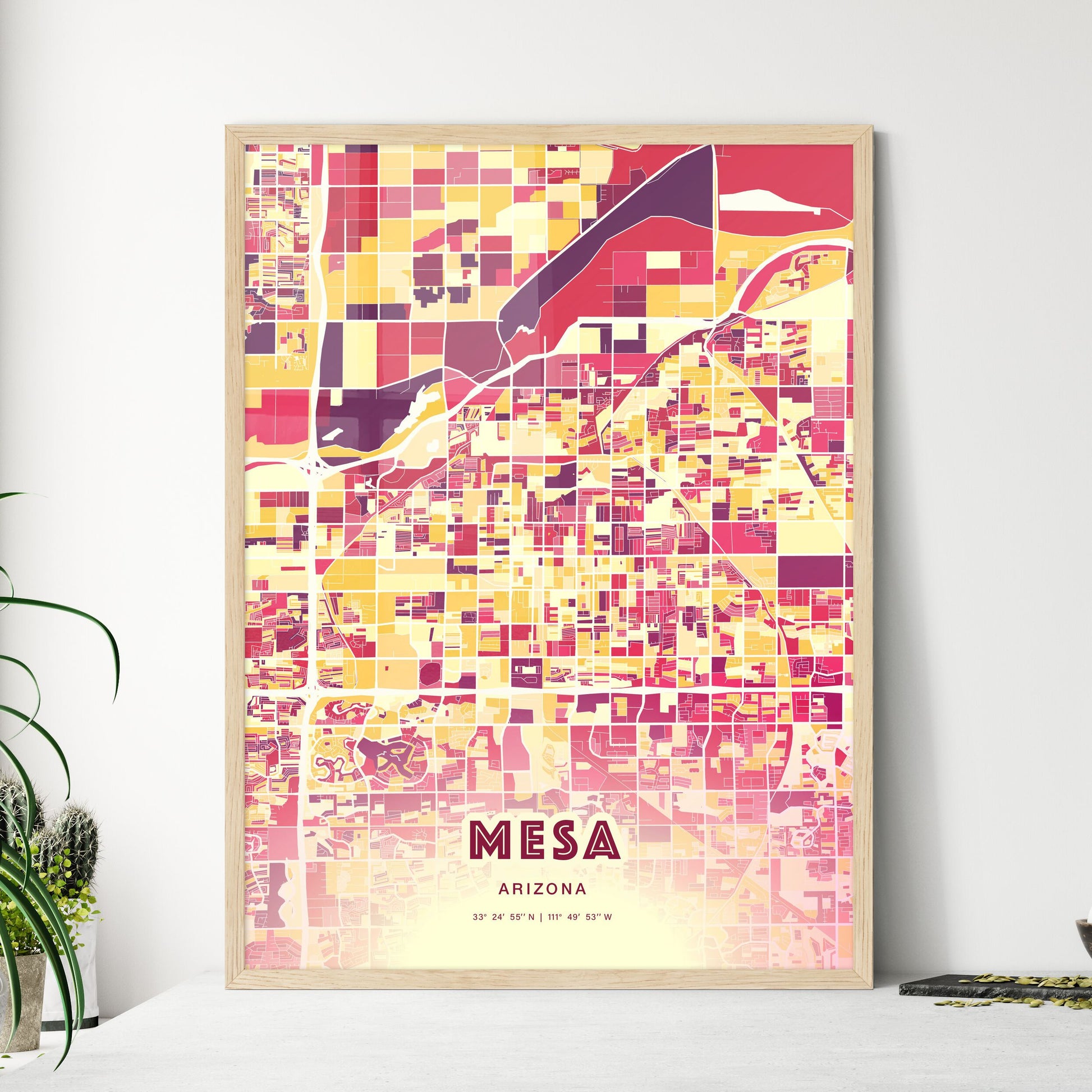 Colorful Mesa Arizona Fine Art Map Hot Red