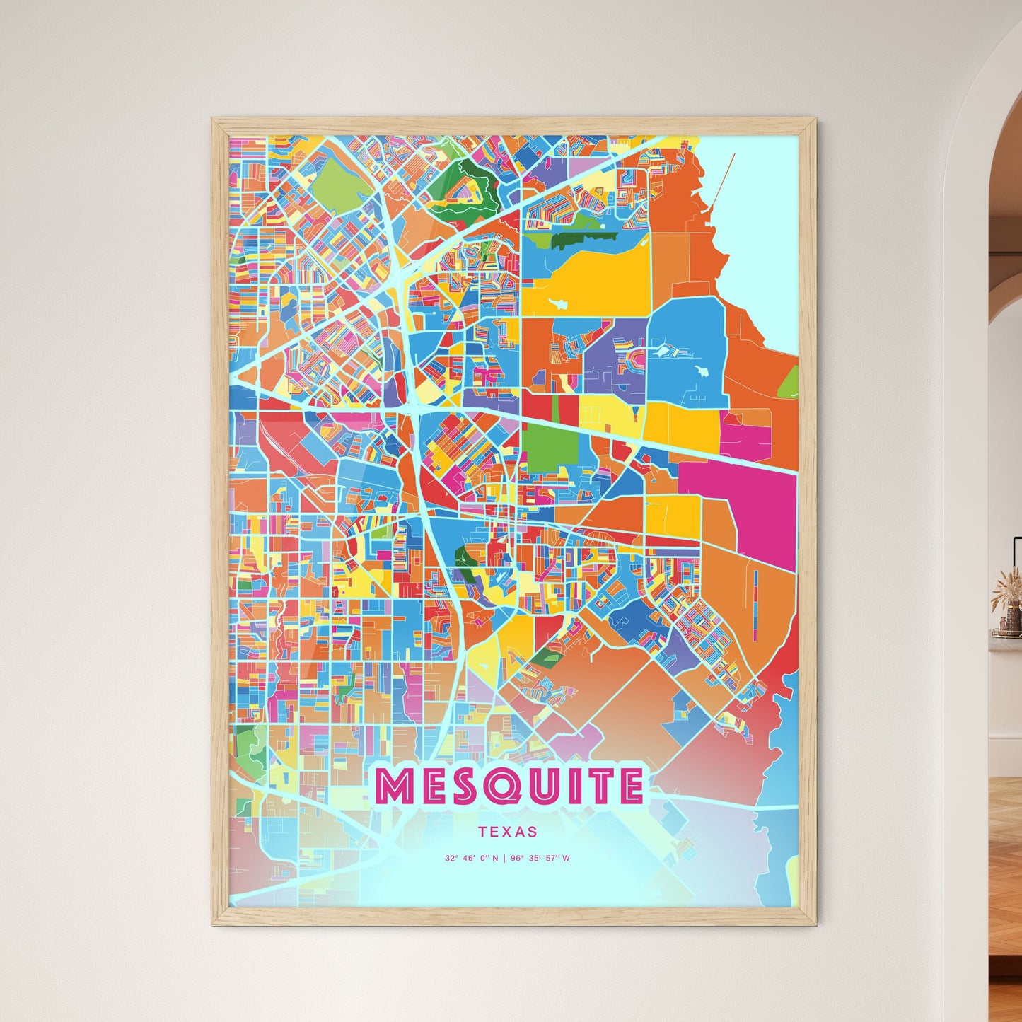 Colorful Mesquite Texas Fine Art Map Crazy Colors