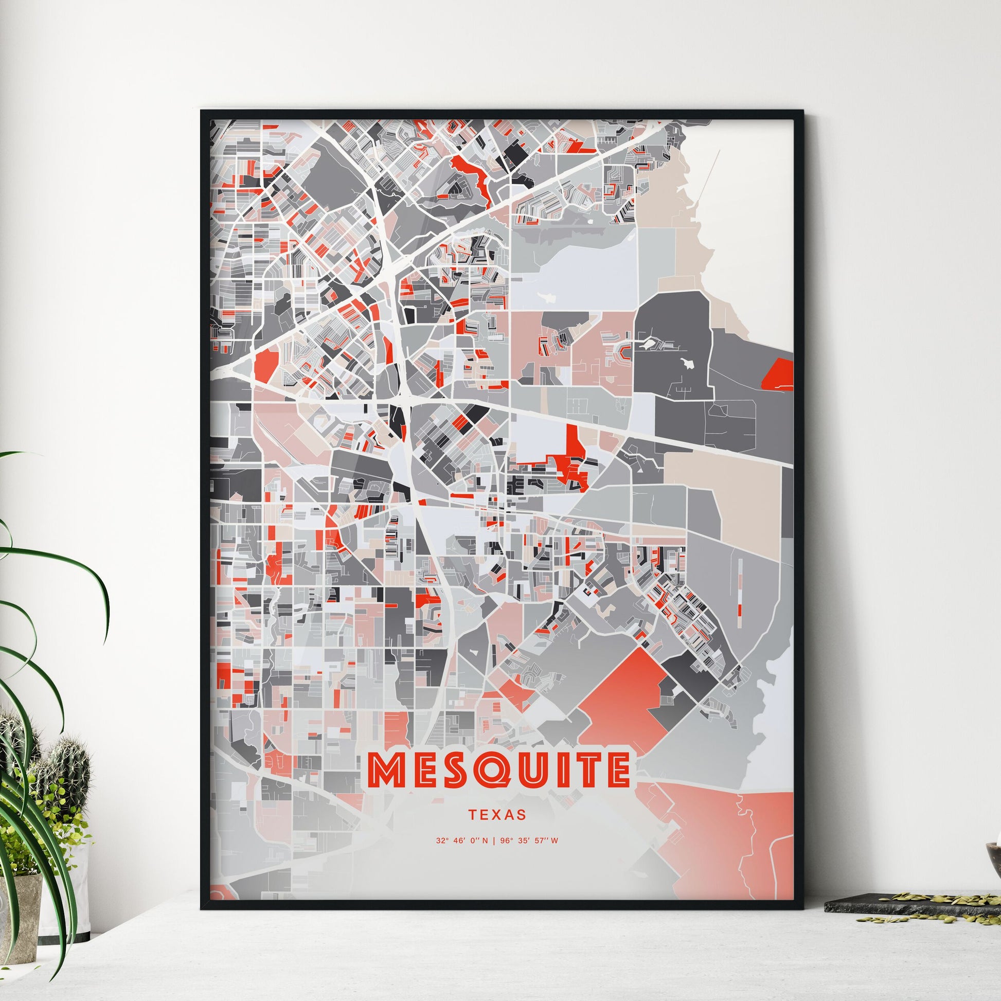 Colorful Mesquite Texas Fine Art Map Modern Expressive