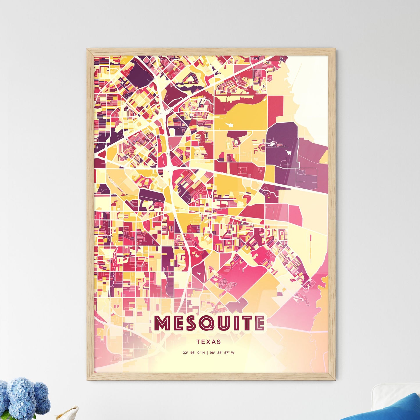 Colorful Mesquite Texas Fine Art Map Hot Red