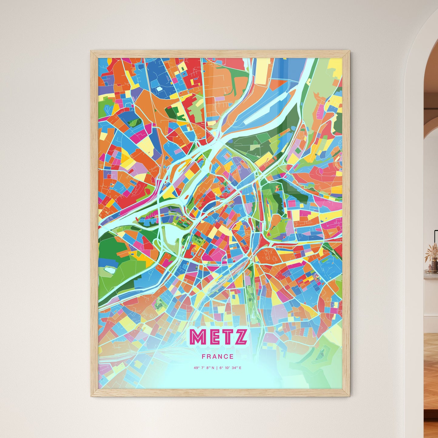 Colorful Metz France Fine Art Map Crazy Colors