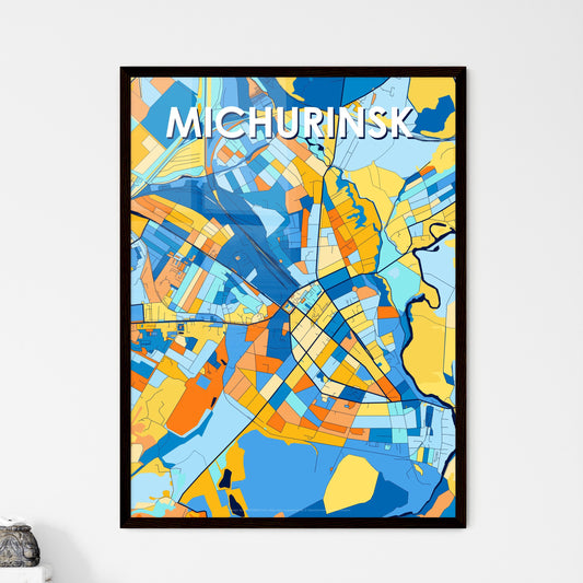 MICHURINSK RUSSIA Vibrant Colorful Art Map Poster Blue Orange