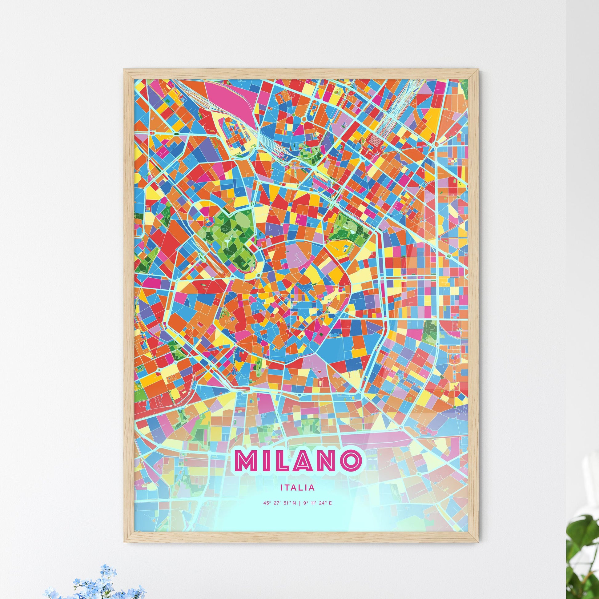 Colorful Milan Italy Fine Art Map Crazy Colors