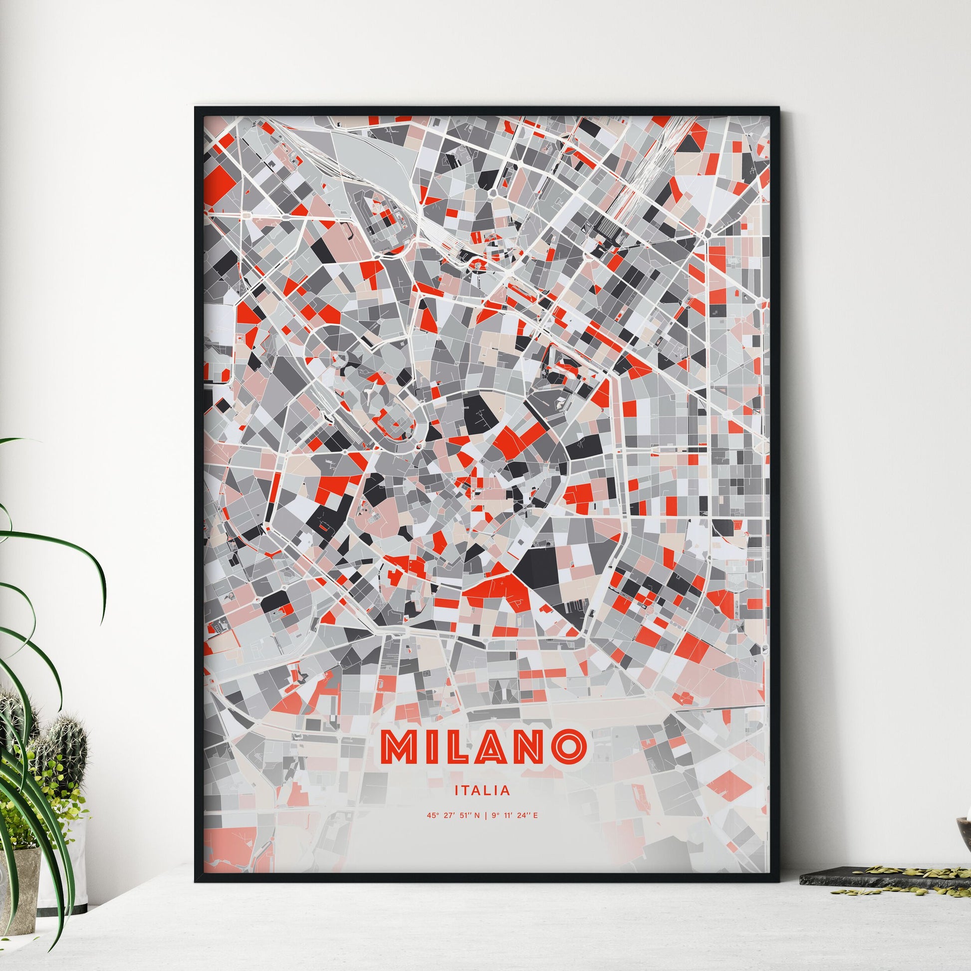 Colorful Milan Italy Fine Art Map Modern Expressive
