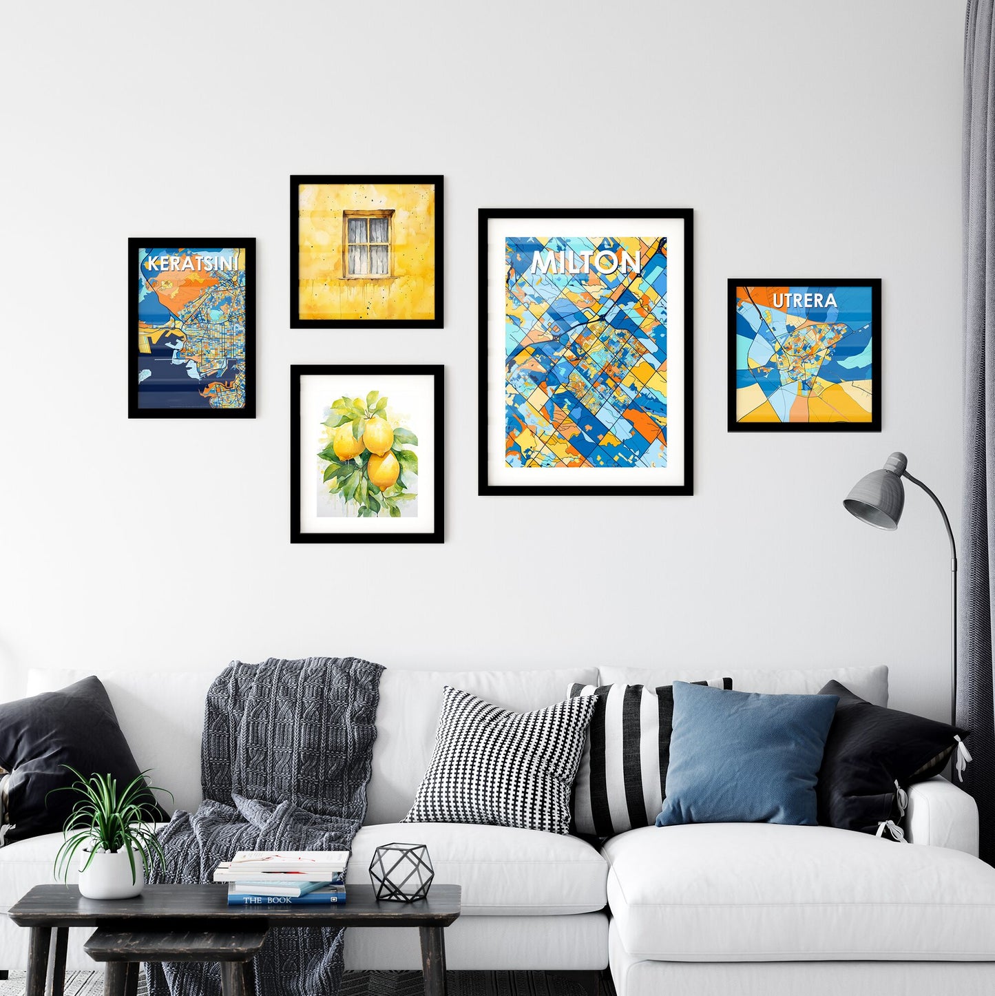 MILTON CANADA Vibrant Colorful Art Map Poster Blue Orange