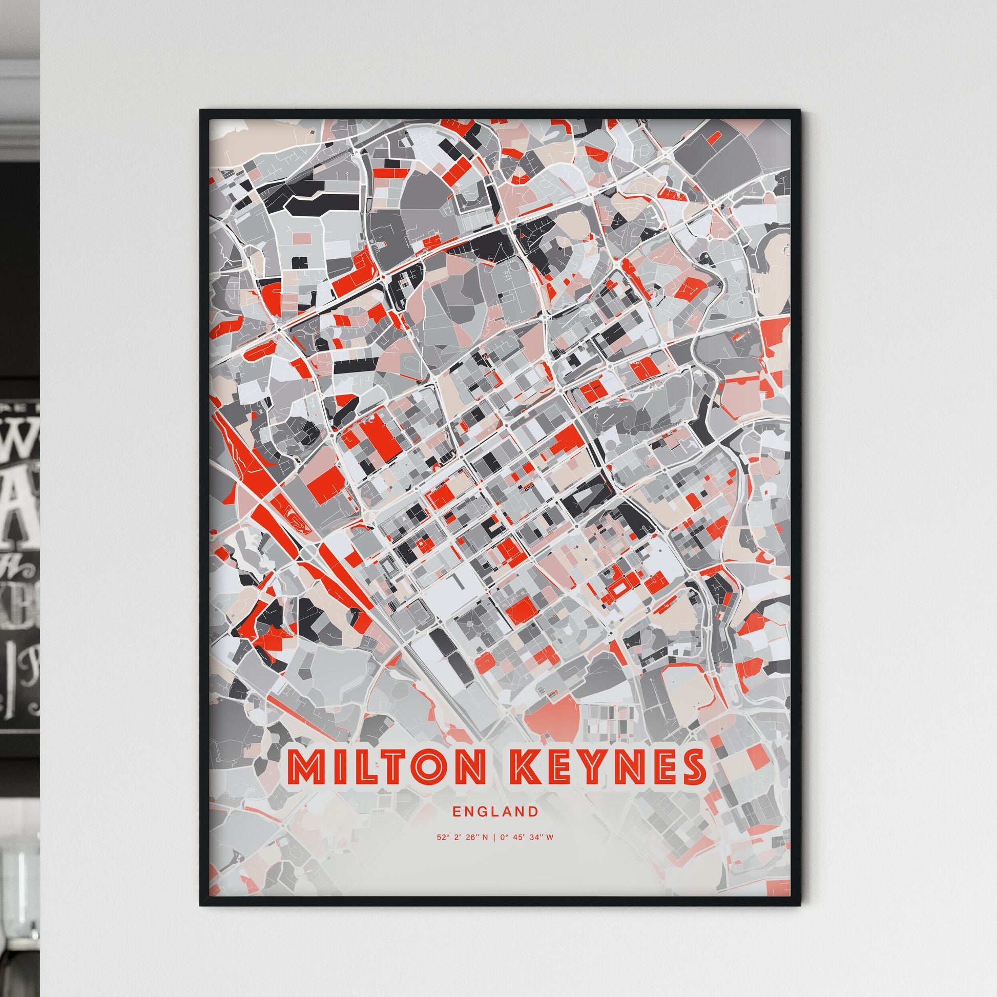 Colorful Milton Keynes England Fine Art Map Modern Expressive