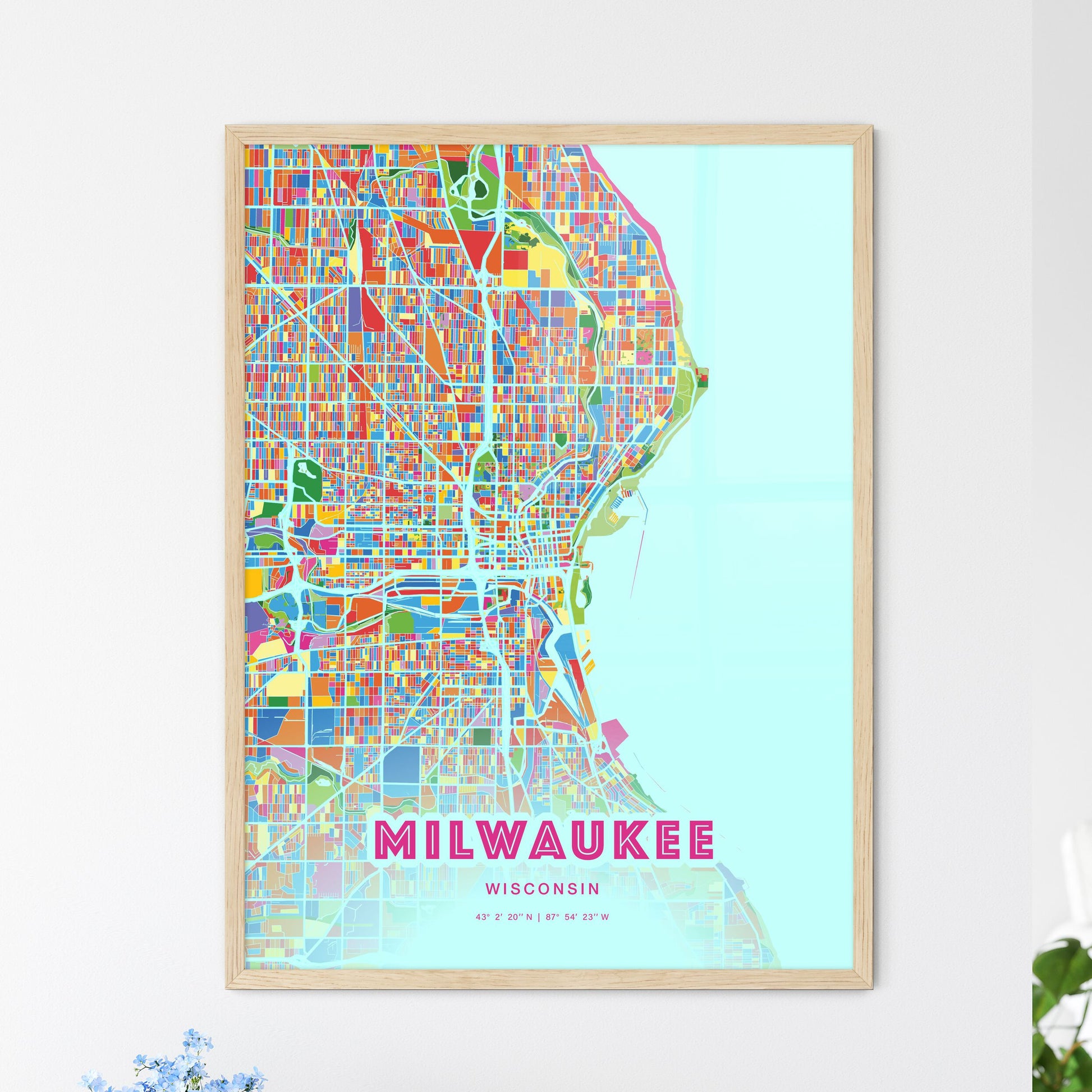 Colorful Milwaukee Wisconsin Fine Art Map Crazy Colors