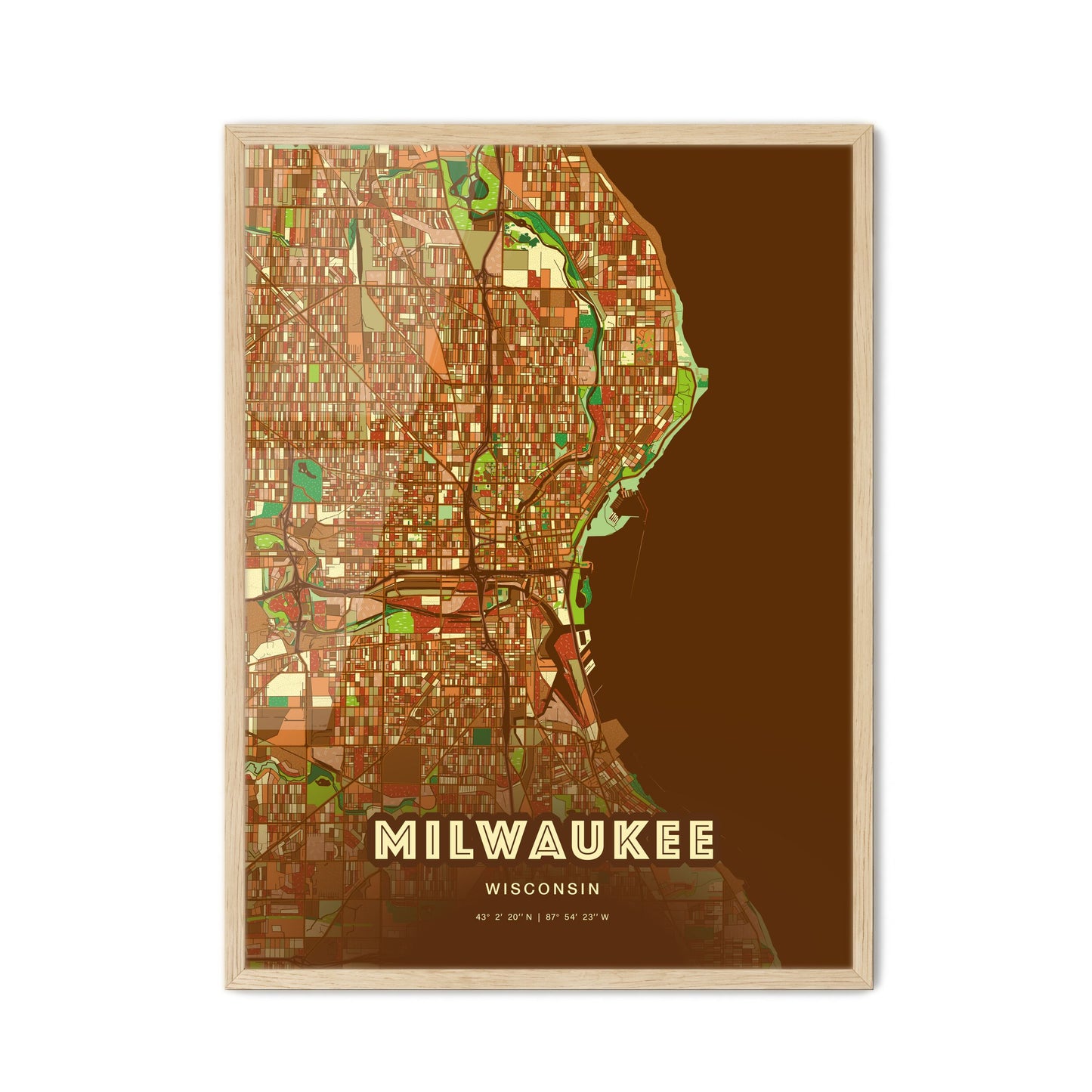 Colorful Milwaukee Wisconsin Fine Art Map Farmhouse